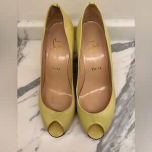 Christian Louboutin Peep toe Yellow Wedge Heels